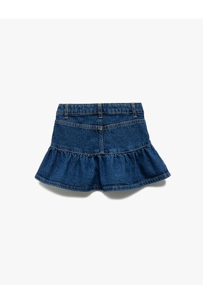 Koton New Season Cotton Ruffle Detailed Denim Skirt