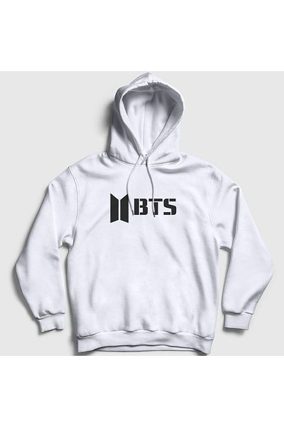 Presmono Φούτερ Unisex Λευκή κουκούλα με λογότυπο Bts - 22435tt