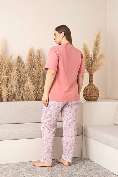 nisaNCa Set de pijamale pentru femei, 100% bumbac, cu mâneci scurte, cu imprimeu floral, mărime mare-Seria de Ziua Mamei