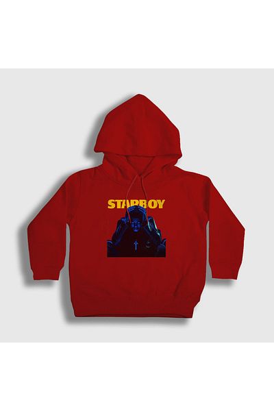 Presmono Детски унисекс суитшърт Starboy с качулка, червен, с качулка, 159531tt