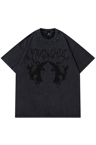 Trendiz Μπλουζάκι Unisex Gothic Angel Washed Anthracite