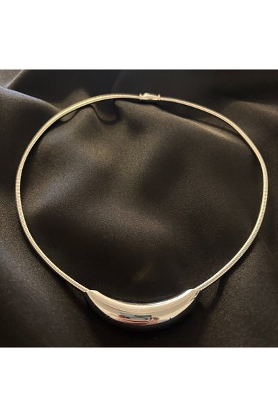 Zeyn Plate Silver Steel Necklace