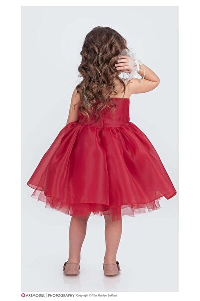Magu Girl's Princess Dress – Tulle Flower Detailed Evening Dress 4-8 Years Special Occasion Dress