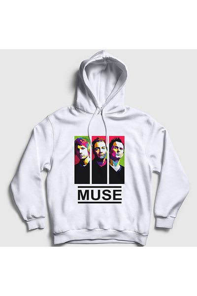 Presmono Φούτερ Muse Unisex Λευκή κουκούλα - 69757tt