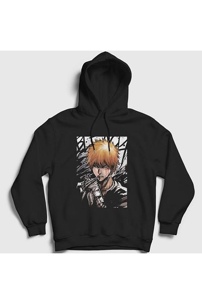 Presmono Φούτερ με κουκούλα Unisex Black Bleach Ichigo Anime - 127629 ττ