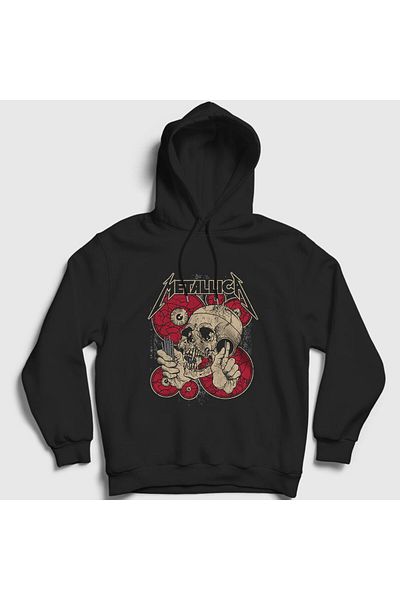 Presmono Φούτερ Metallica Unisex Μαύρη κουκούλα - Κοντότερο άχυρο 67883tt