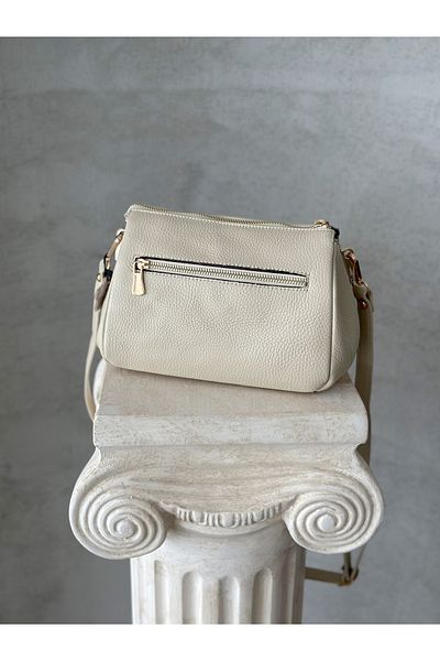 DERKON Women's Leather Crossbody Bag - Amara Model Cream Color