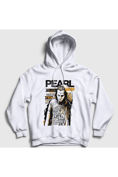 Presmono Φούτερ Pearl Jam Unisex Λευκή κουκούλα - 74372tt