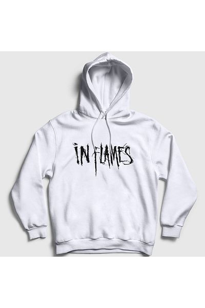 Presmono Λευκό λογότυπο V2 In Flames Unisex φούτερ με κουκούλα - 84703tt