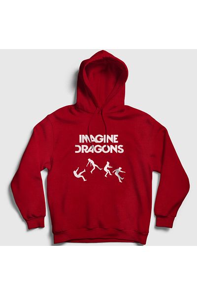 Presmono Унисекс червен суитшърт с качулка Imagine Dragons - 83209tt
