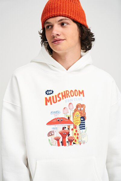 Trendiz Unisex The Mushroom Fan Club Λευκό φούτερ Hoodie