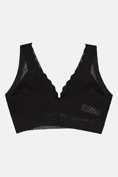 SLOGGI Women Textured Padded Zero Feel Lace Bra, Black