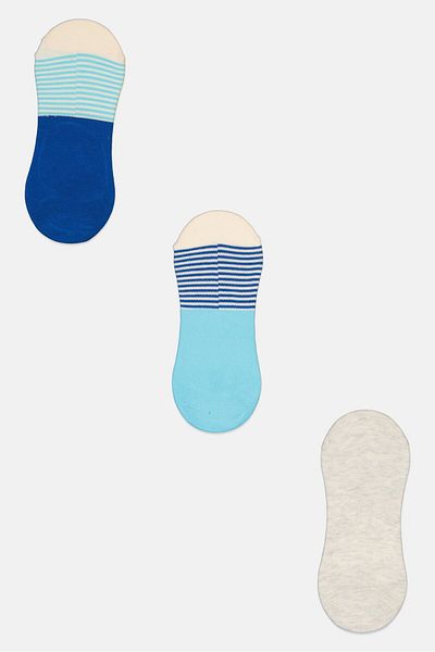 RBX Men 3 Pairs Stripped Invisible Socks, Multicolor