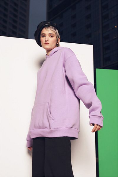 Trendiz Λιλά Unisex Oversize Φούτερ Hoodie
