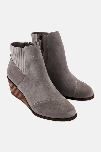 Toms Women Sadie Zipper Closure Ankle Wedge Boots, Grey