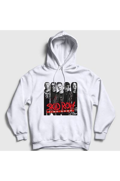 Presmono Λευκό φούτερ Unisex Time Bomb Skid Row με κουκούλα - 432903 ττ