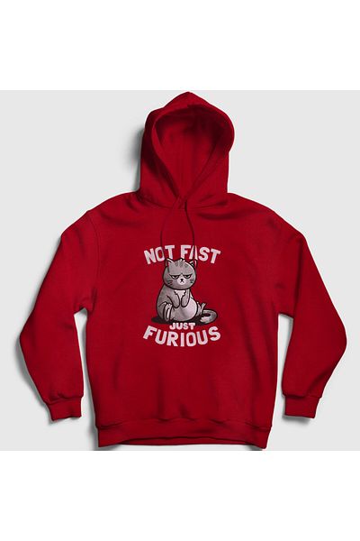 Presmono Unisex Κόκκινο φούτερ με κουκούλα «Not Fast Just Furious» - 460663 ττ