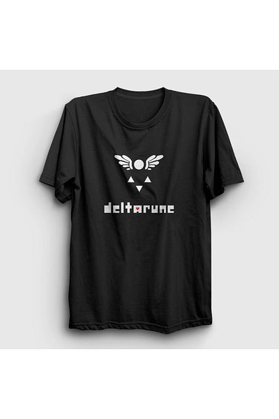 Presmono Унисекс тениска с лого на Deltarune Undertale - черна 435910tt