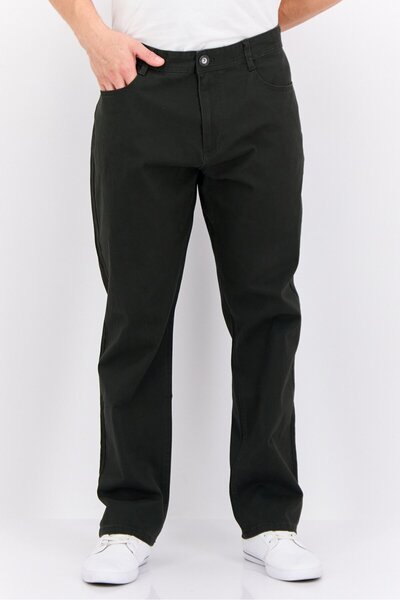 Henleys بنطال تشينو سادة بقصّة عادية للرجال، أخضر غامق