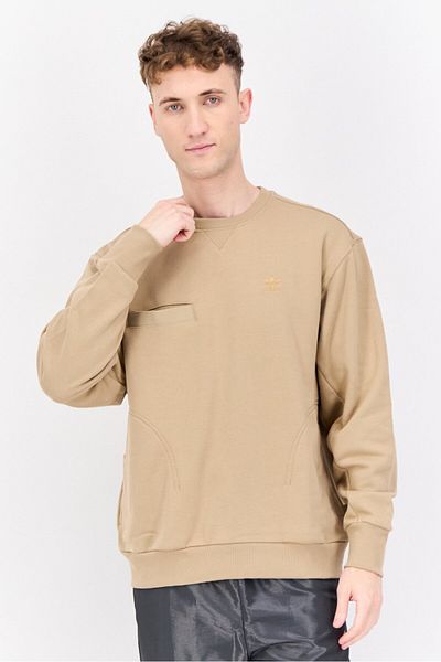adidas Men Sportswear Fit Long Sleeves Running Sweatshirt, Tan