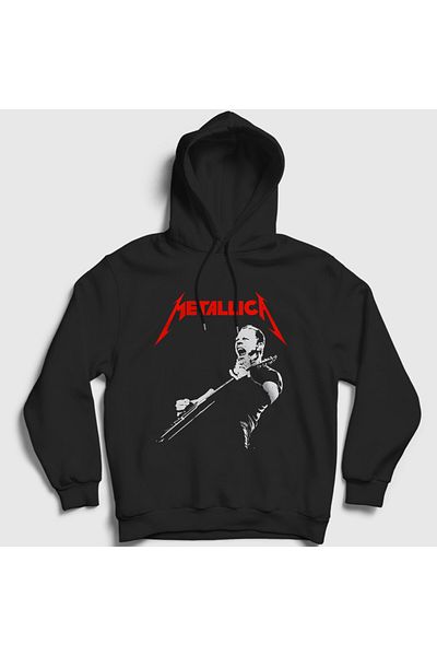 Presmono Джеймс Хетфийлд Metallica Унисекс черен суитшърт с качулка 435193tt