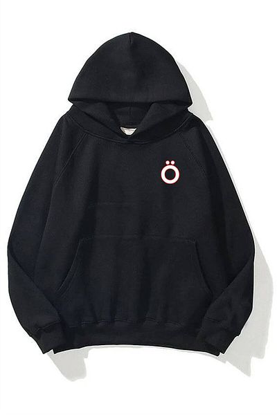 Trendiz Unisex Μαύρο φούτερ με κουκούλα με γράμμα O