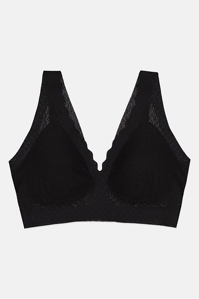 SLOGGI Women Textured Padded Zero Feel Lace Bra, Black