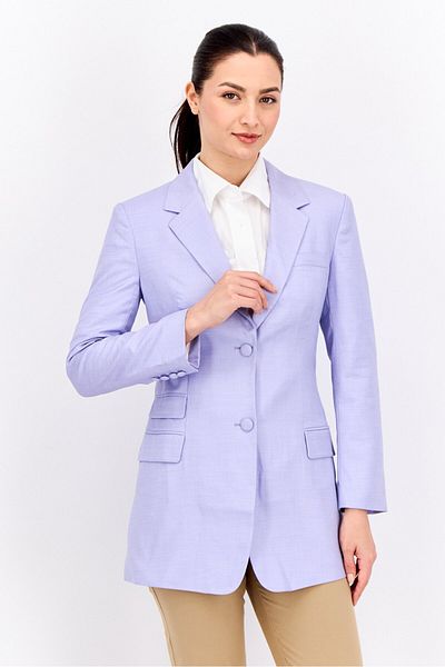 Steve Madden Women Regular Fit Solid Semi Formal Blazer, Purple