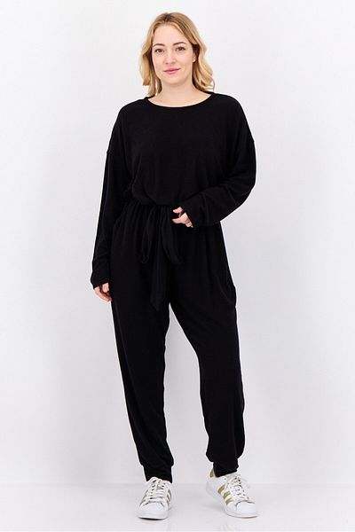 Philosophy Women Solid Long Sleeve Jumpsuit, Black