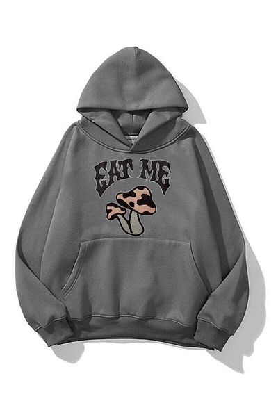 Trendiz Unisex Eat Me Anthracite Φούτερ με κουκούλα