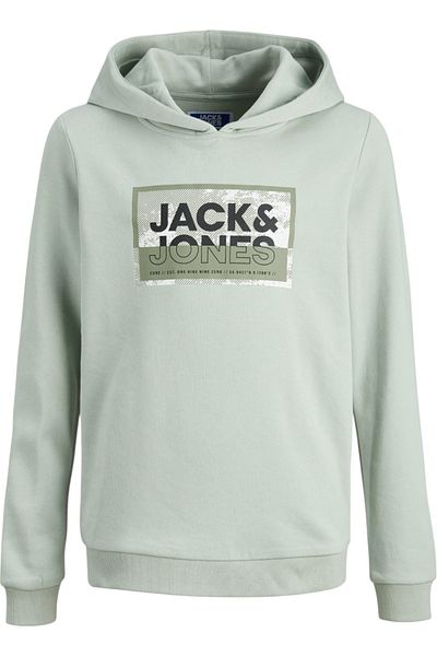 Jack & Jones Hanorac Glugă cu imprimeu JACK &JONES Logan JNR - 12254120-Aqua Gri