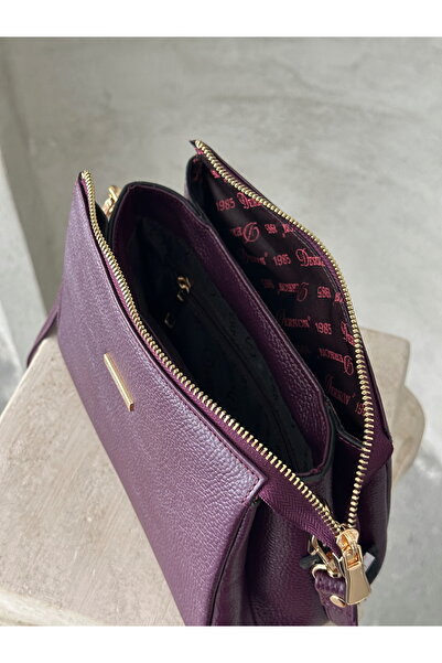 DERKON Leather Women's Crossbody Bag Amara Model Purple Color