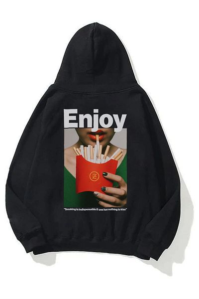 Trendiz Unisex Enjoy φούτερ Hoodie Black