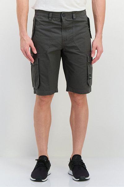 Crosshatch Men Brand Logo Cargo Shorts, Charcoal