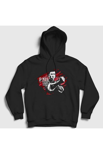 Presmono Унисекс суитшърт с качулка Wing Chun Ip Man, черен - 433401tt