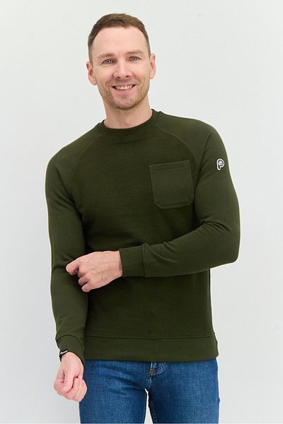 Penfield Men Crew Neck Brand Logo Long Sleeves Sweatshirt, Dark Olive