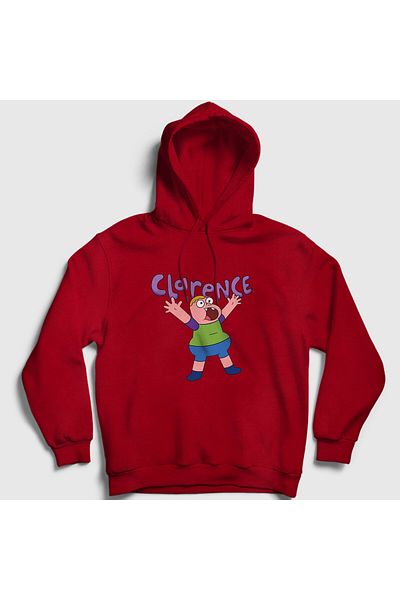 Presmono Унисекс суитшърт с качулка Happy Clarence в червен цвят - 458490tt