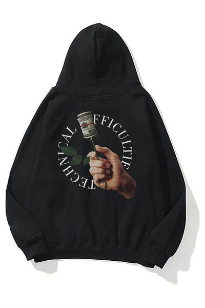 Trendiz Unisex Τεχνικές δυσκολίες Μαύρο φούτερ με κουκούλα