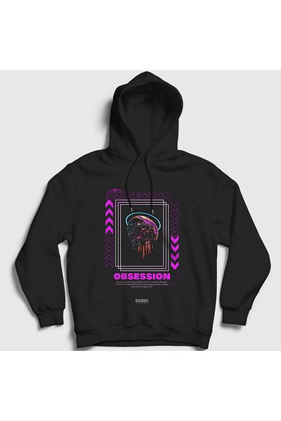 Presmono Унисекс суитшърт с качулка Obsession Art, черен - 449370tt
