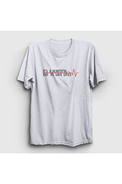 Presmono Unisex Λευκό "Save Lives" Δώρο Doctor T-Shirt - 472061 ττ