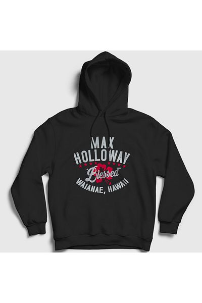Presmono Унисекс черен суитшърт с качулка Blessed MMA UFC Max Holloway - 473987tt