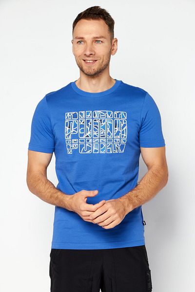Puma Men Sportswear Fit Short Sleeve Training T-Shirt, Blue Combo