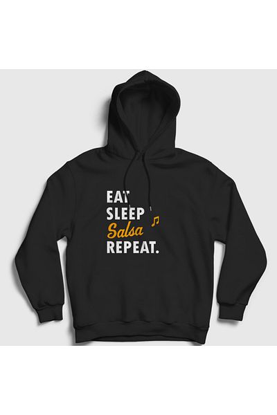 Presmono Unisex Μαύρο φούτερ με κουκούλα χορού Salsa - Δώρο Eat Sleep Repeat 464500 ττ