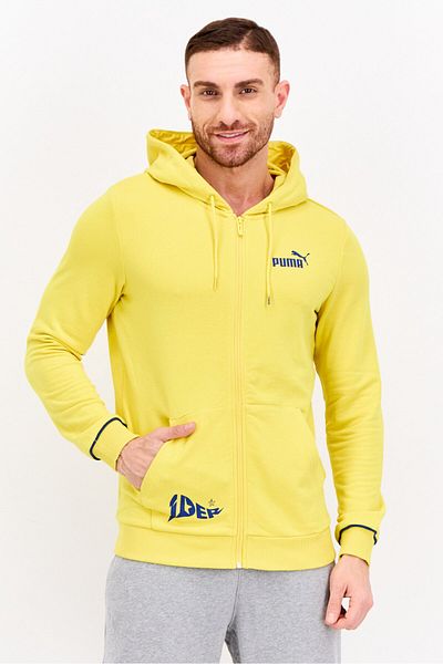 Puma Men Regular Fit Long Sleeve Outdoor Hooded Sweatshirt, Yellow