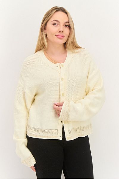 THEORY Women Textured Long Sleeve Cardigan, Cream