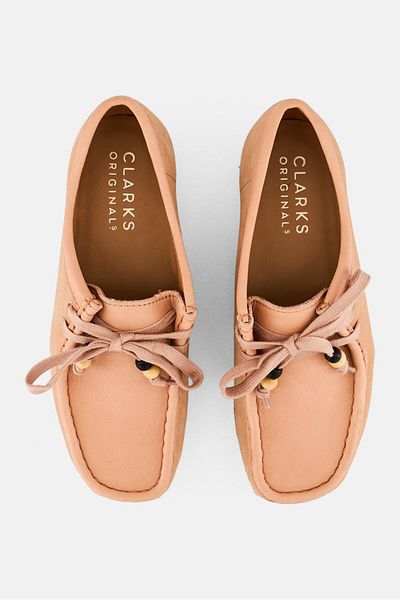 CLARKS Women Standard Wallabee Lace Up Casual Shoes, Peach