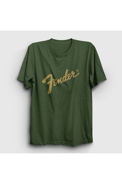 Presmono Μπλουζάκι κιθαρίστα Unisex με λογότυπο Fender Khaki - 442500 ττ