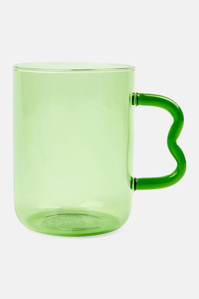 Muy Mucho Waves Handle Glass Cup 370 Ml, Assorted