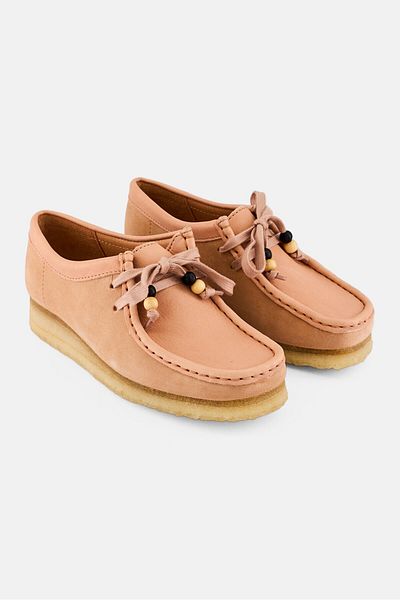 CLARKS Women Standard Wallabee Lace Up Casual Shoes, Peach