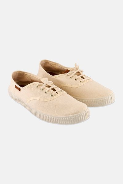 Victoria Women Canvas Lace Up Casual Shoes, Ivory